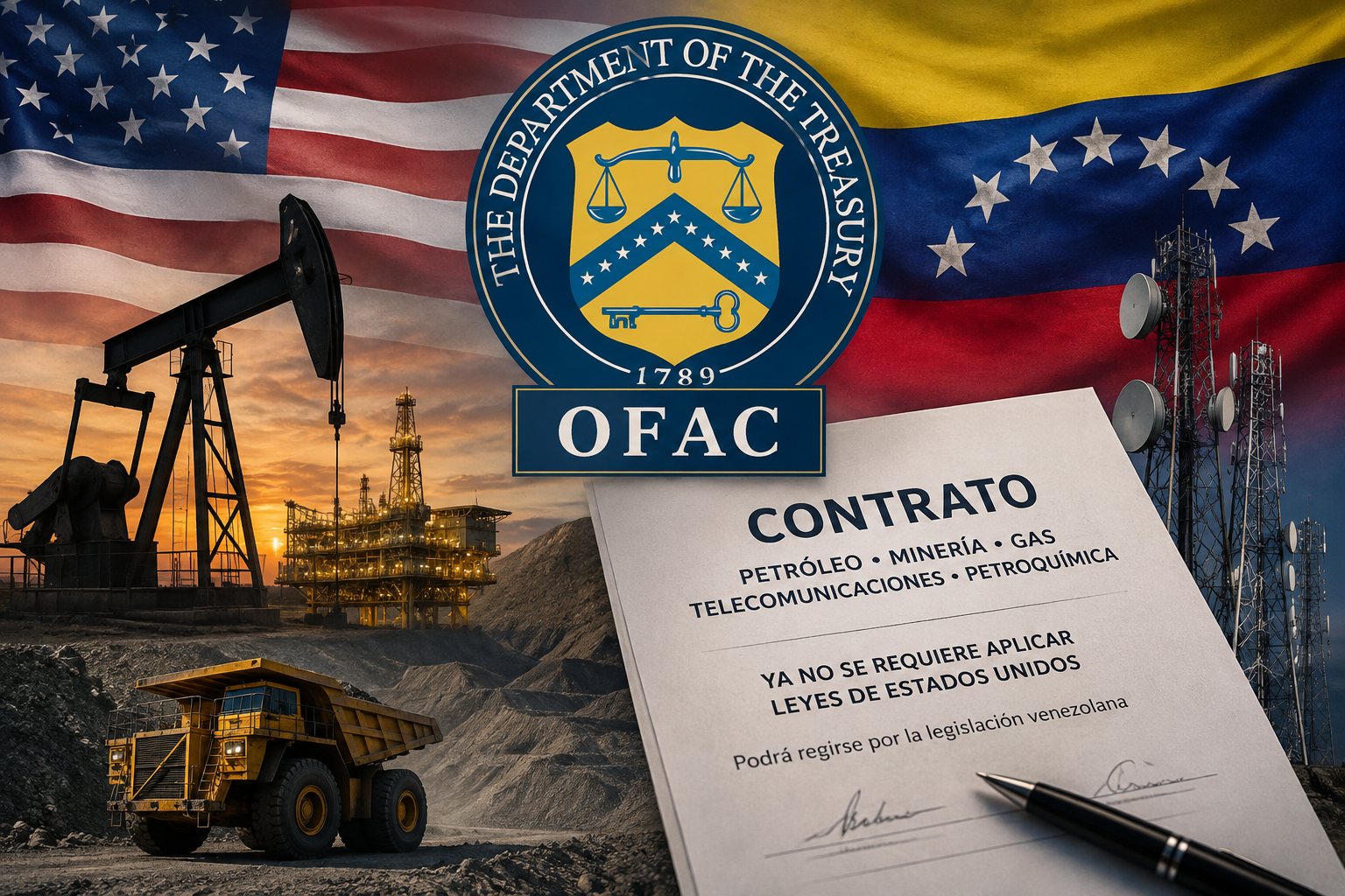 OFAC facilita contratos en sectores estratégicos de Venezuela, incluyendo petróleo, minería y telecomunicaciones.